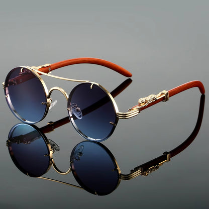 Vintage Round Sunglasses - Double Bridge Retro Luxury Design