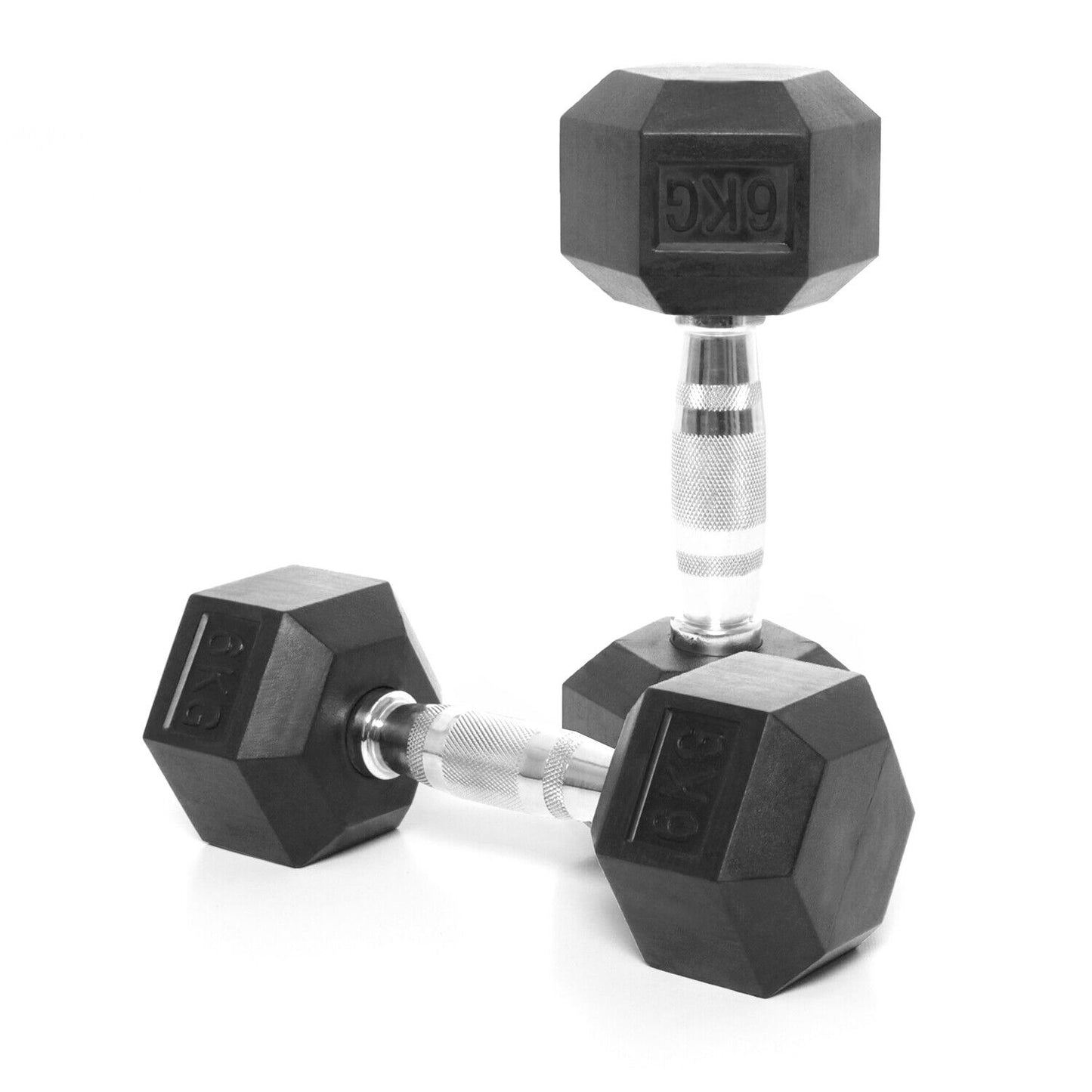 Hex Dumbbells Rubber Encased Cast Iron – Durable Home, Gym, & Office Weights - Domestic Delivery Only