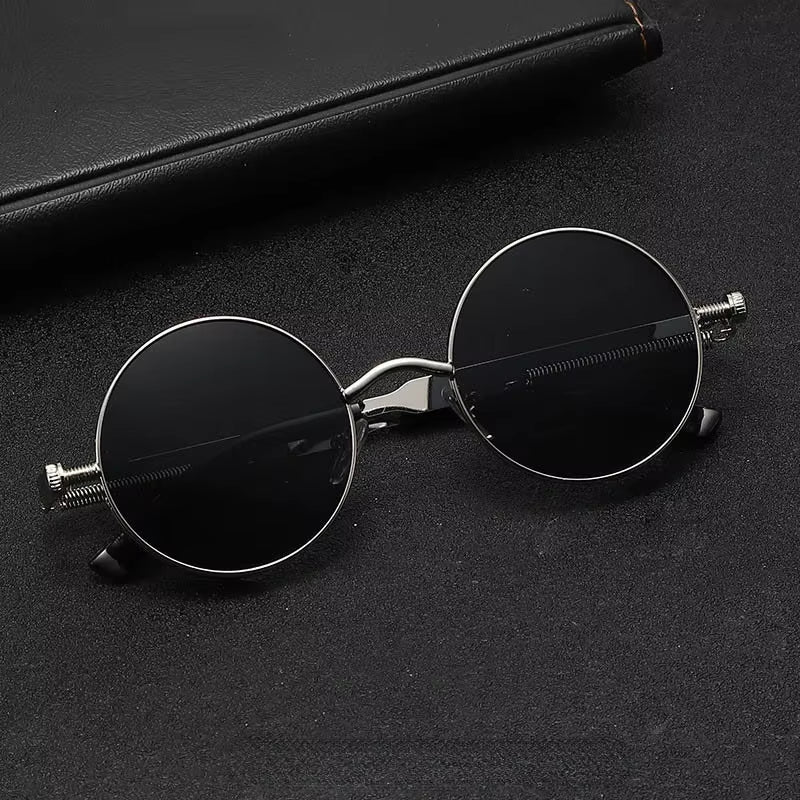 Vintage Gothic Steampunk Round Sunglasses for Men & Women – Designer Metal Frame Shades