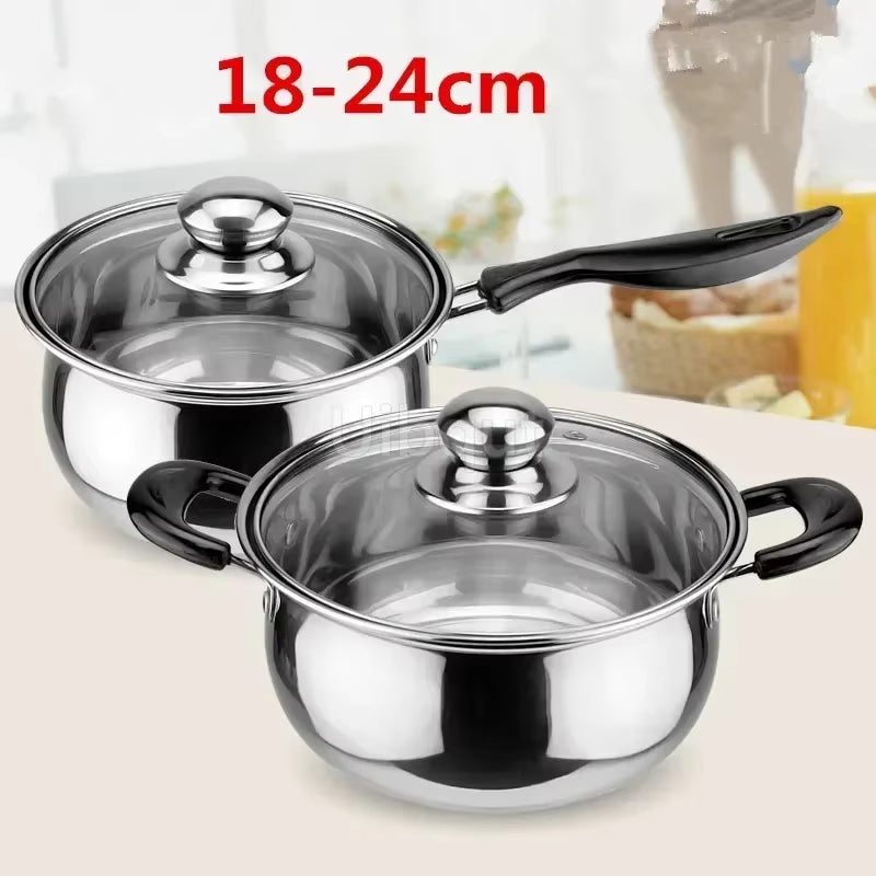 Stainless Steel Double Bottom Soup Pot | Non-Magnetic Multi-Purpose Non-Stick Pot for Gas Cooking