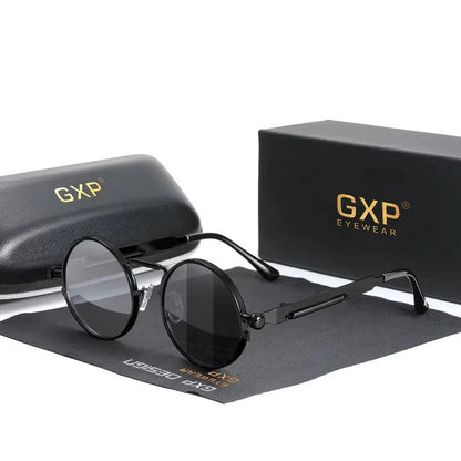 GXP Gothic Steampunk Polarized Sunglasses – High-Quality UV400 Round Metal Frame Eyewear for Men & Women