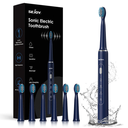 Rechargeable Electric Toothbrush with 3 Brushing Modes, Timer, and 7 Brush Heads – IPX7 Waterproof