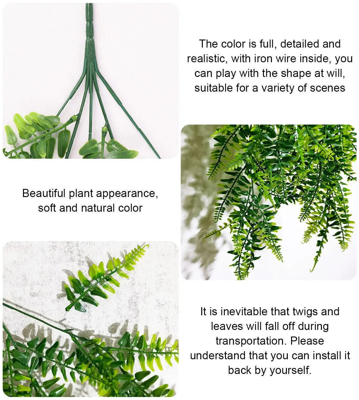 4 Artificial Hanging Plants Fake Fern Trailing Foliage Plastic Flower Leaf Decor - DynamicDrop Hub