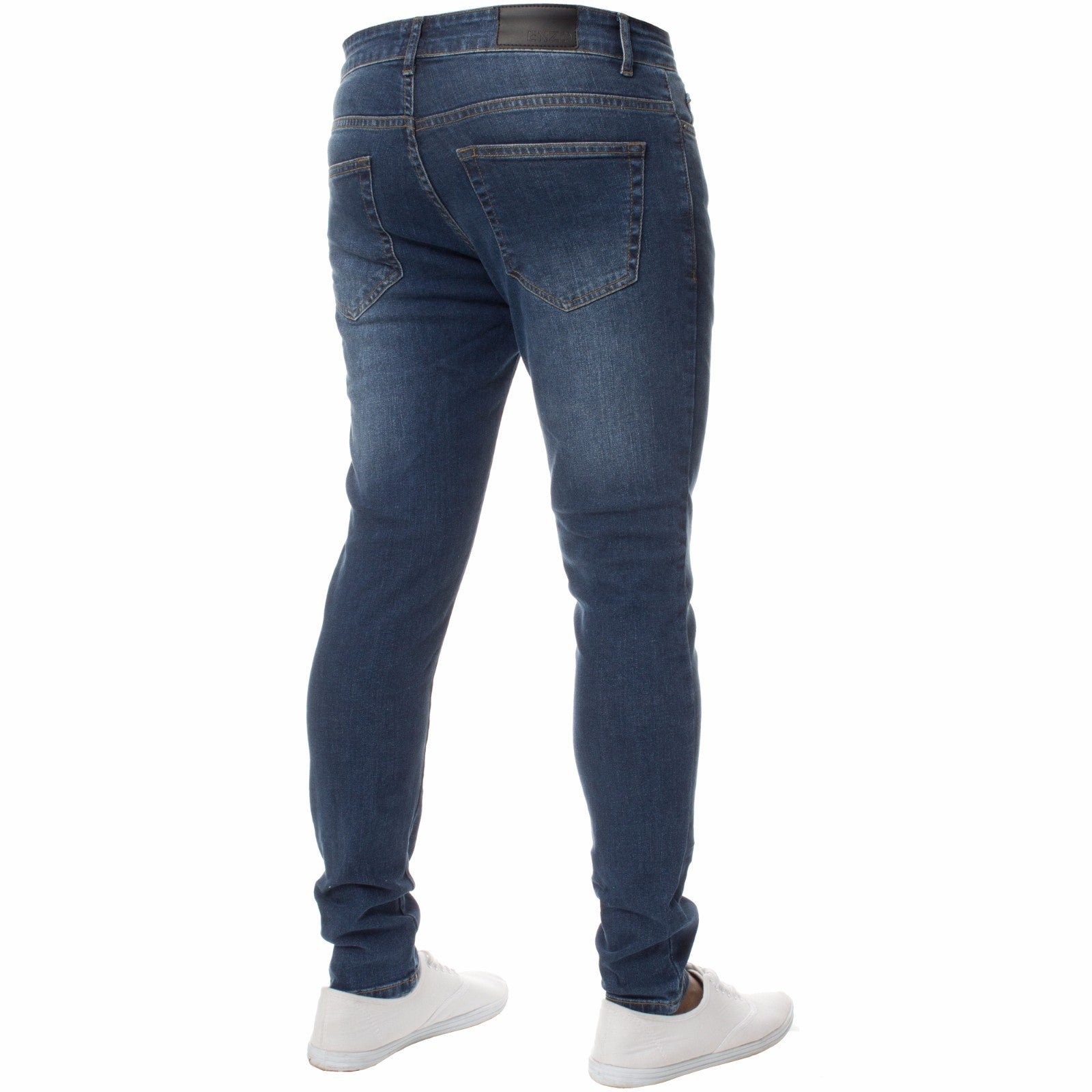 Enzo Mens Skinny Jeans Slim Fit Super Stretch Flex Denim Trouser Pants All Waist