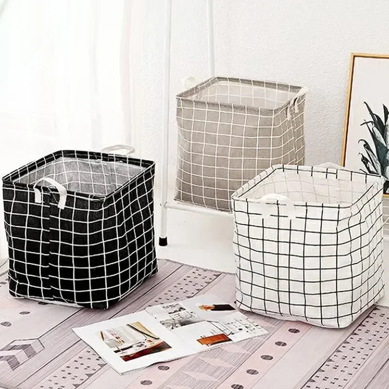 New Cube Folding Linen Fabric Storage Basket for Kids Clothes Storage Box Waterproof Laundry Basket for Bedroom Toys Organizers