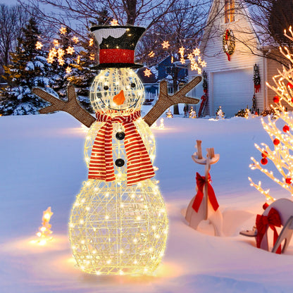 Pre-Lit Lighted Standing Snowman Christmas Decoration with Ground Stakes