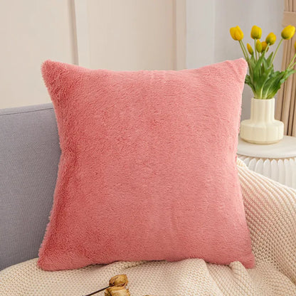 45X45Cm Ultra Soft Throw Pillowcase Faux Rabbit Fur Luxury Plush Decorative Pillow Cushion for Sofa Bedroom Living Room 쿠션 White