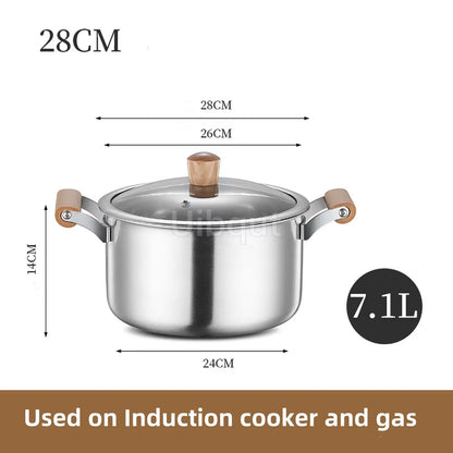 Stainless Steel Double Bottom Soup Pot | Non-Magnetic Multi-Purpose Non-Stick Pot for Gas Cooking