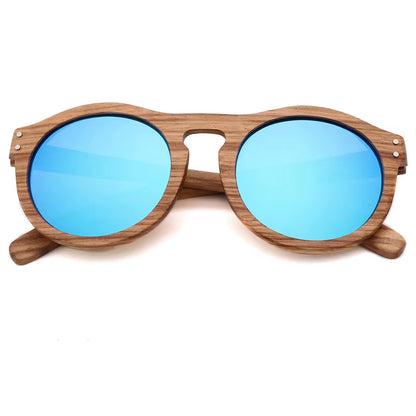 Zebra Wood Sun Glasses Women round Wooden Sunglasses Men Polarized Lenses Driving UV400 Gafas De Sol