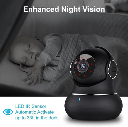 Camera, 2K Indoor Camera with 360° Auto Tracking, Pet Camera with Motion Detection, IR Night Vision, 2-Way Audio, Wifi Camera for Nanny/Baby Monitor, Wireless Camera Work with Alexa, 2 Pack