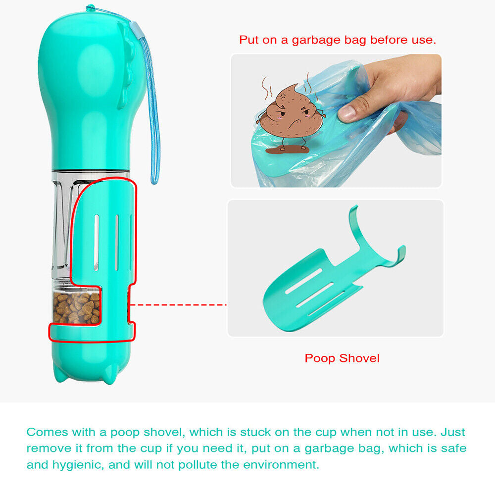 Pet Dog Water Bottle Travel Portable Drinking Water Dispenser with Poo Bags 