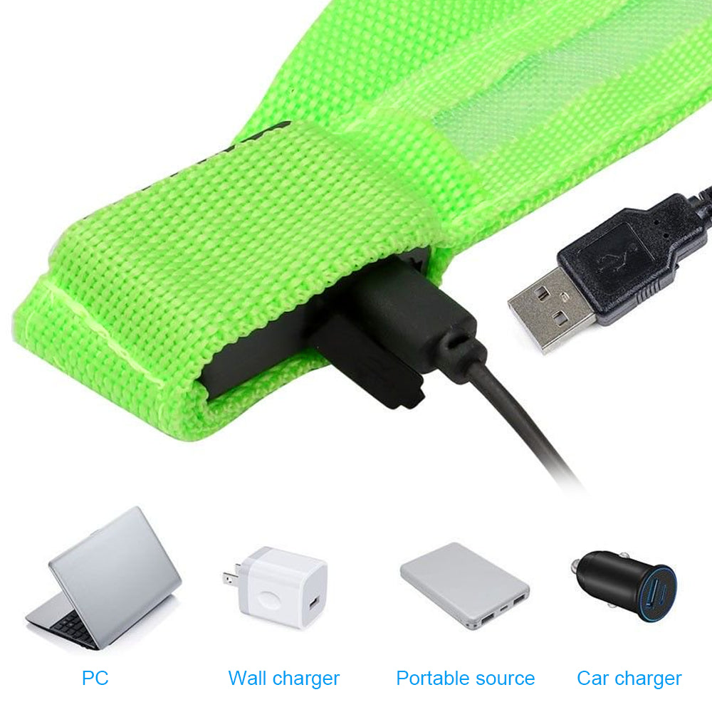 USB Rechargeable LED Pet Dog Collar Flashing Luminous Safety Light up Nylon UK