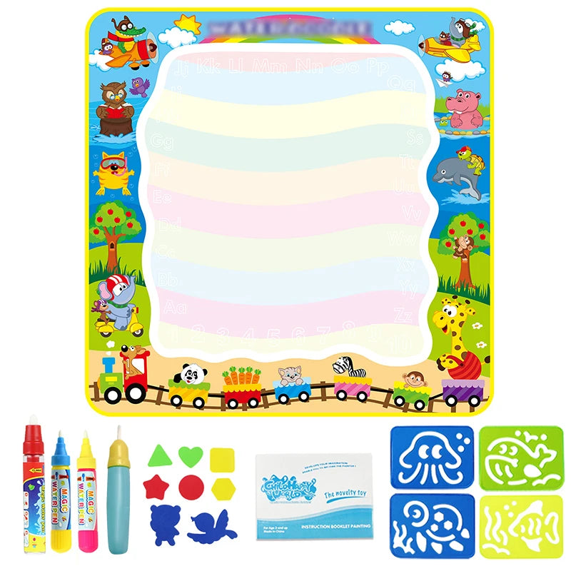 Coolplay Magic Water Drawing Mat Coloring Doodle Mat with Magic Pens Montessori Toys Painting Board Educational Toys for Kids