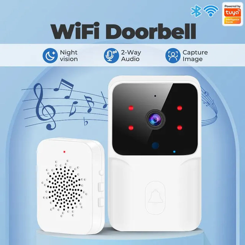 ONENUO Wifi Doorbell Home Tuya Wifi Wireless Doorbell DC AC Battery Powered Camera Bell with Alexa Google Doorbell Camera