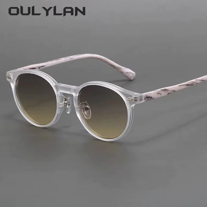 Oulylan Frosted Imitation Wood Frame Circle Sunglasses Women Men Vintage Sun Glasses Retro Style Eyewear UV400 Shades