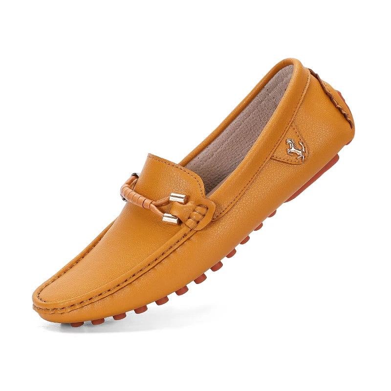 Summer Men’s Leather Slip-On Shoes – 2024 Classic Outdoor Comfort