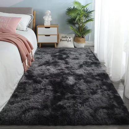 Gray Plush Carpet for Living Room – Soft Velvet Anti-Slip Rug for Bedroom, Kids Room, and Home Décor