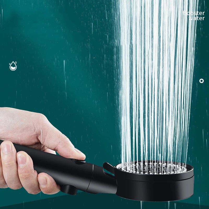 5 Mode Adjustable High Pressure Shower One-Key Stop Water Massage Shower Head Water Saving Black Shower Bathroom Accessories