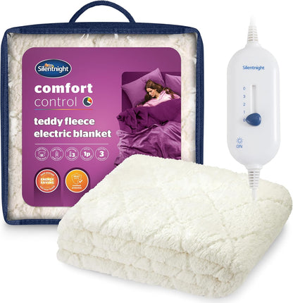 Comfort Control Electric Blanket Double - Heated Electric Underblanket with 3 Heat Settings, Fast Heat Up, Overheat Protection and Easy Fit Straps - Machine Washable - Double 135X120Cm