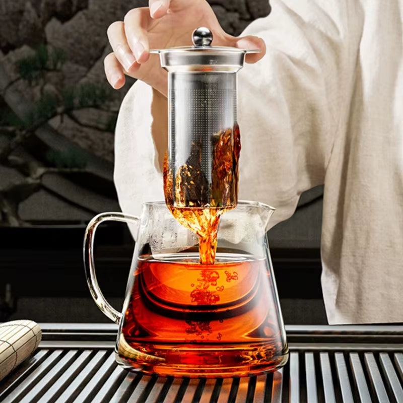 Elegant Glass Teapot with Stainless Steel Infuser – Heat-Resistant, Kung Fu Tea Kettle for Loose Leaf, Herbal & Flower Tea