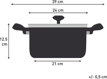 Titanium Essential Stewpot 24 Cm + Lid, High-Performance Non-Stick Coating, Metal Spatula Safe, All Hobs excluding Induction, B9414644