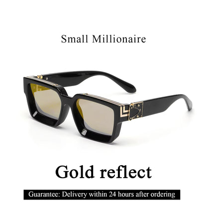 Ruiao Retro Black Millionaire Shades Luxury Sunglasses 2024 Designer Square Sunglasses for Men and Women