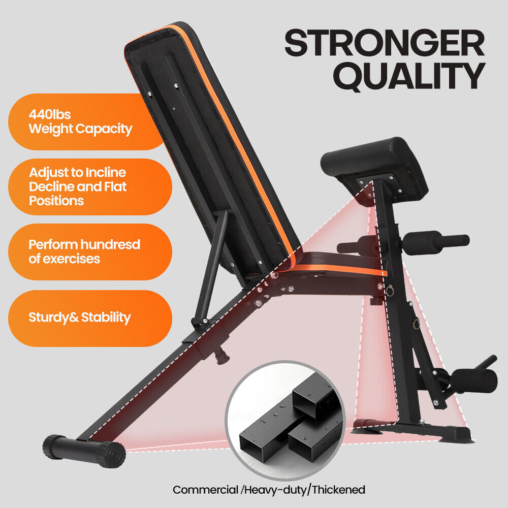 Flat Weight Bench with Roman Chair – Heavy-Duty Exercise Equipment for Home Gym - Domestic Delivery Only