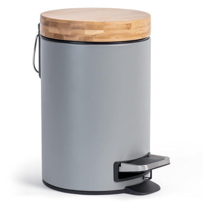 3L Designer Bathroom Bin | Superior Bamboo | Soft Closing | Anti-Finger | Taupe (Bright)