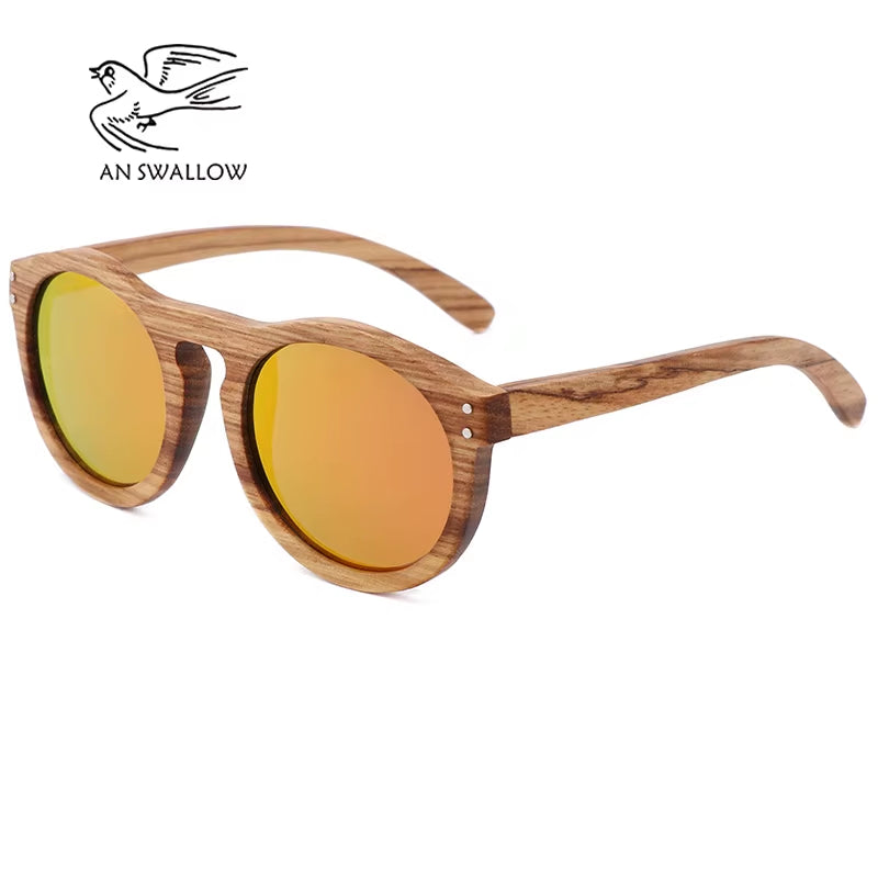 Zebra Wood Sun Glasses Women round Wooden Sunglasses Men Polarized Lenses Driving UV400 Gafas De Sol