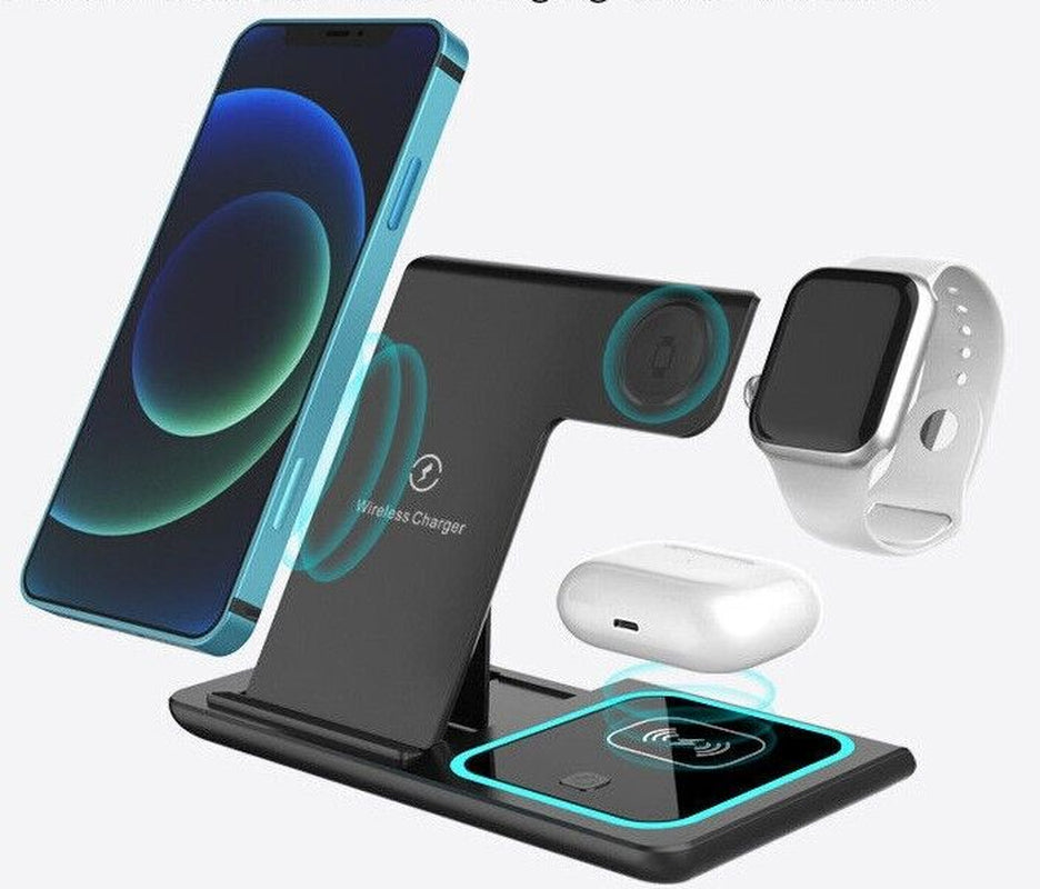 3-in-1 Fast Wireless Charging Station | Foldable Charger Dock for iPhone 16/15/14, Apple Watch & AirPods