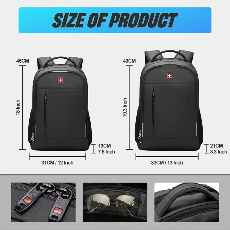 SWISS Men Laptop Backpack Waterproof anti Theft USB Bag Large Capacity Fashion School Backpack Travel Backpack Back Pack Mochila