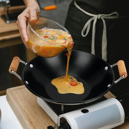 Stainless Steel Wok Pan - Multi-functional Frying & Cooking Wok, Hot Pot, Seafood, and Paella Pan