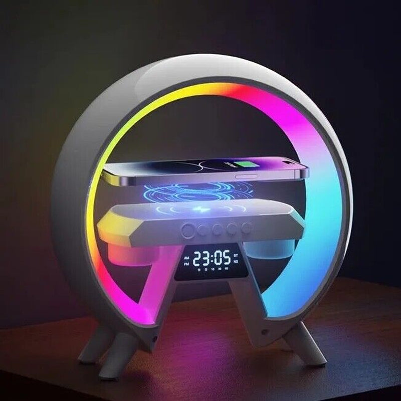 LED Lamp RGB Alarm Clock Wireless Phone Charger Bluetooth Speaker Night Light