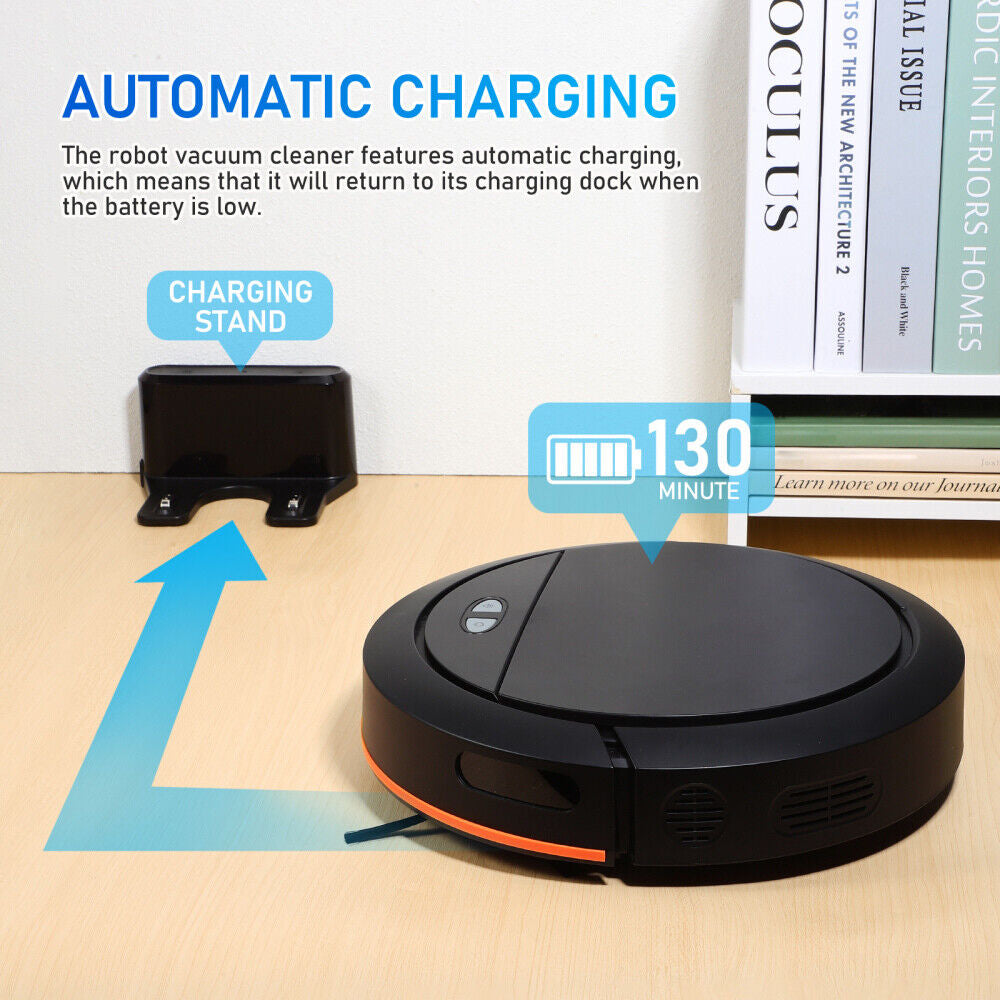 Compact WiFi Robot Vacuum Cleaner – Powerful 3-in-1 Cleaning with Auto Charging