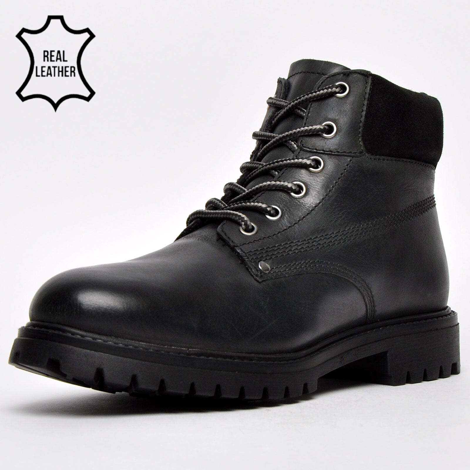 Oaktrak Baxter Mens Leather Urban Outdoor Ankle Boots Black