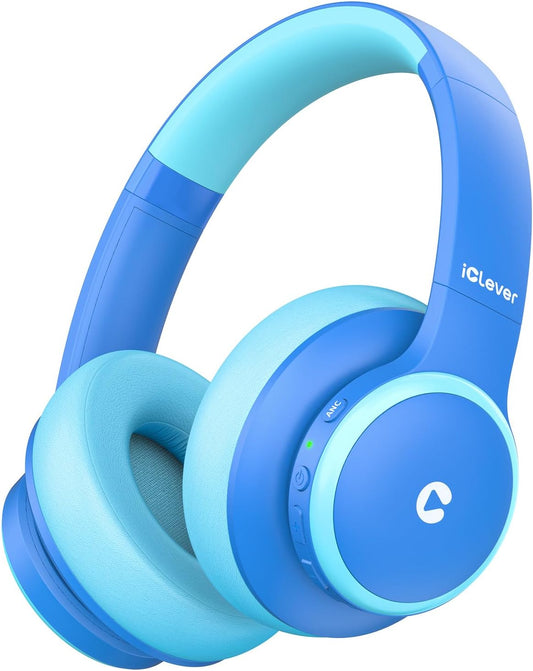 BTH26 Active Noise Cancelling Headphones for Kids, 60H Play Time, Safe Volume 80Dba, Type C Fast Charging, Bluetooth5.4, Kids Bluetooth Headphones with Mic AUX Cord for Ipad Airplane, Blue