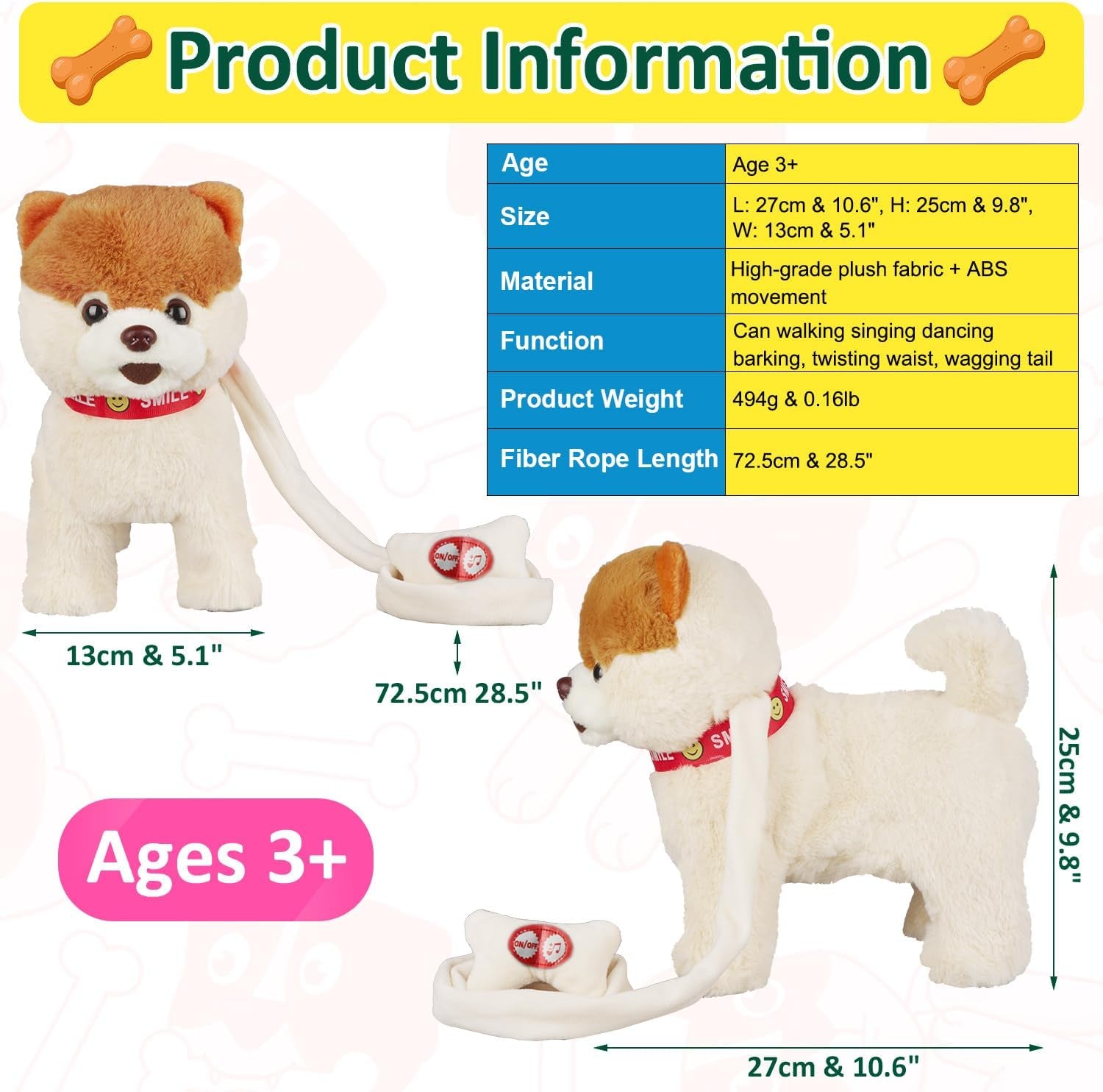 Interactive Walking, Singing & Dancing Plush Dog Toy - Musical Robot Puppy with Leash, Volume Control, and Realistic Barking for Kids - Educational & Fun Stuffed Animal for Boys & Girls