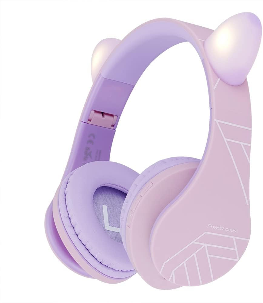 Kids Headphones, P2 Bluetooth Headphones for Kids with Volume Limit 85DB, Kids Wireless Headphones over Ear with Microphone, Foldable, Carry Case, Micro SD/TF for Iphone/Ipad/Laptop/Pc/Tv