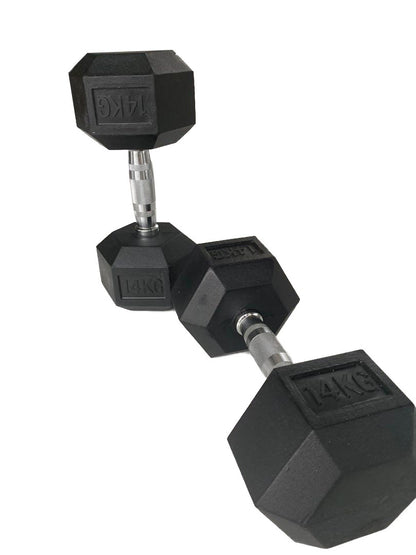 Hex Dumbbells Rubber Encased Cast Iron – Durable Home, Gym, & Office Weights - Domestic Delivery Only