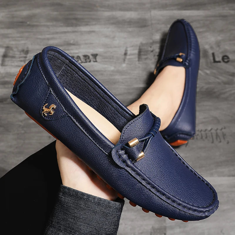Summer Men’s Leather Slip-On Shoes – 2024 Classic Outdoor Comfort