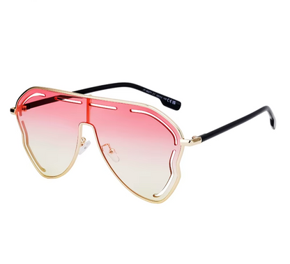 Oversized Hollow One-Piece Sunglasses Women Big Frame 2024 Luxury Brand Special-Shaped Sun Glasses for Ladies Eyewear Shades