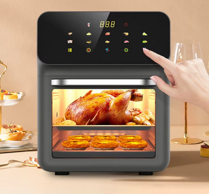 10L Large Capacity Electric Air Fryers Oil-Free Automatic Household Kitchen 360°Baking Convection Oven Deep Fryer without Oil