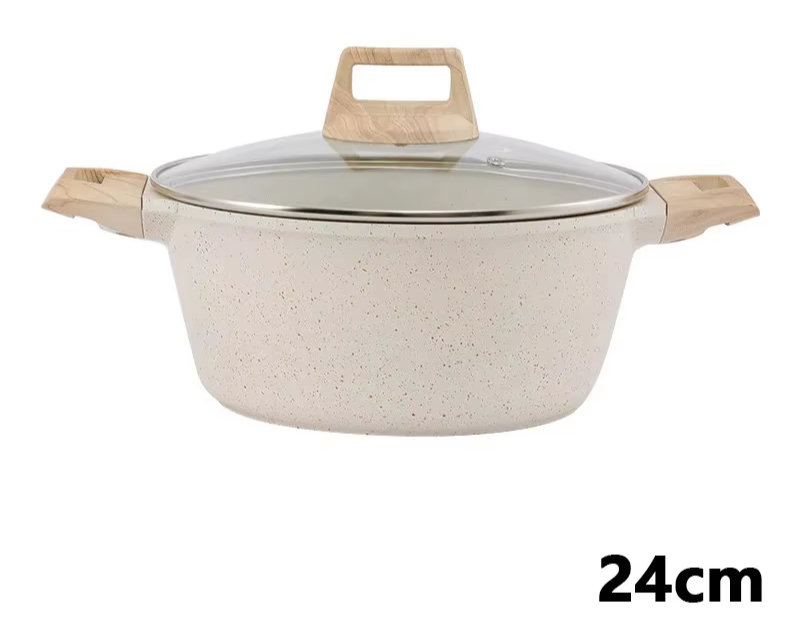 24cm Non-Stick Double Bottom Soup Pot – 2L Large Capacity Stewing & Congee Cooking Pot