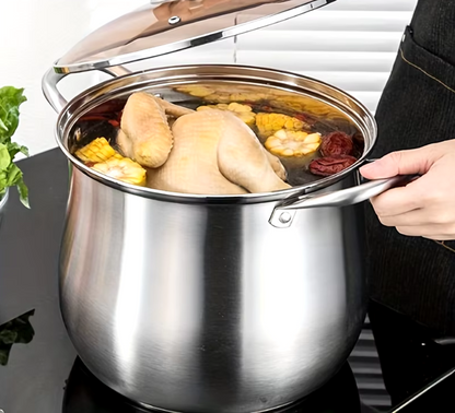 1Pc Stainless Steel Soup Pot – Large Capacity Noodle & Stew Pot for Chicken Soup, Universal for Induction & Gas Stove