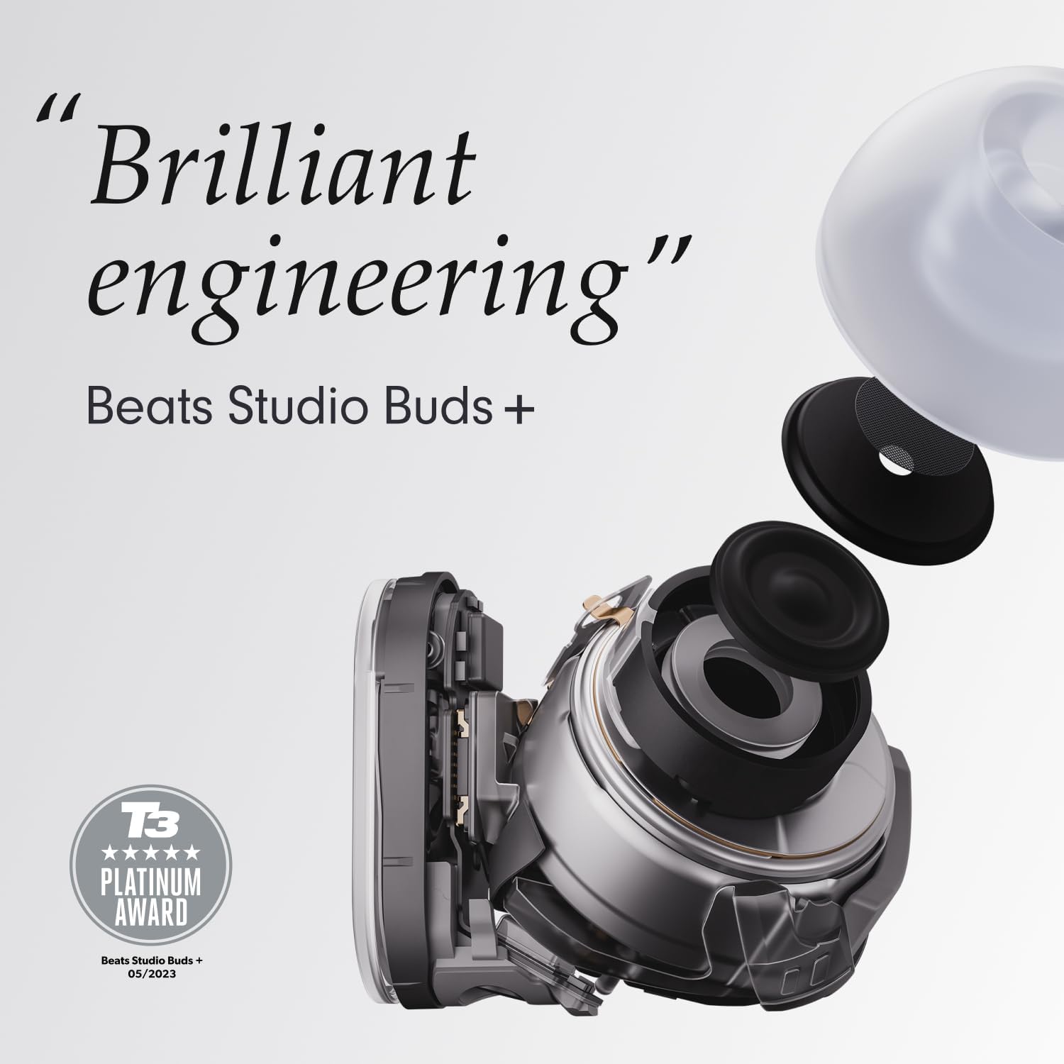 Beats Studio Buds + True Wireless Noise Cancelling Earbuds, Enhanced Apple & Android Compatibility, Built-In Microphone, Sweat-Resistant Bluetooth Headphones, Spatial Audio – Transparent