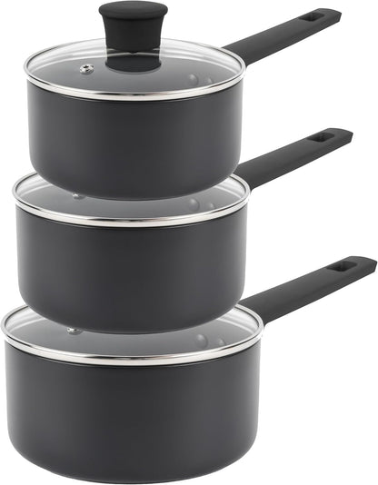 Russell Hobbs Shield 20 Cm Saucepan – Non-Stick Coating 10X Tougher*, Induction Suitable Cooking Pot, Tempered Glass Lid, Pressed Aluminium Casserole, Easy to Clean, Soft-Touch Handle