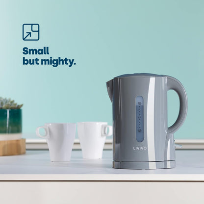 1L Cordless 900W Kettle Compact for Travel, Guest Room, Office Makes 4 Cups of Tea & Coffee - Boil Protection & Auto Shut off [Energy Class A+]