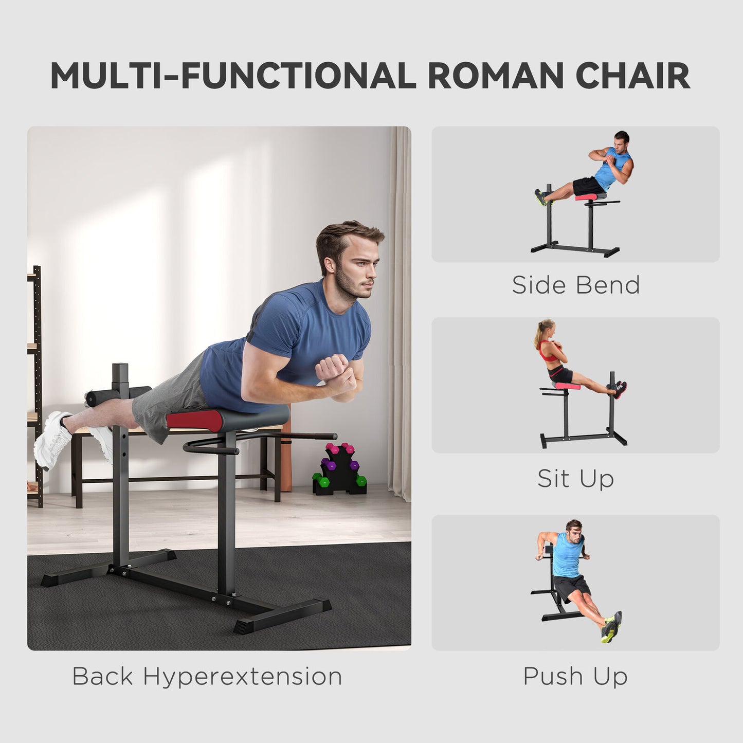 Back Extension Roman Chair – Adjustable Hyperextension Bench for Core, Back, and Glutes - Domestic Delivery Only