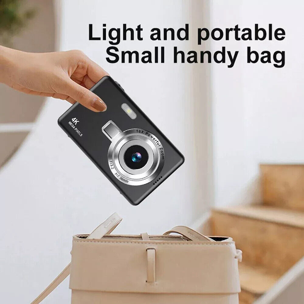 FHD 1080P Digital Camera, 50MP, 2.4” LCD Screen, 16X Zoom, Anti-Shake - Compact & Portable