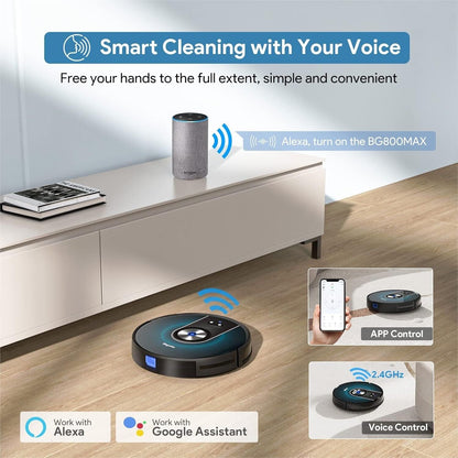 WiFi Smart Robot Vacuum with Mop – Powerful 3000Pa Suction, Alexa/App Compatible